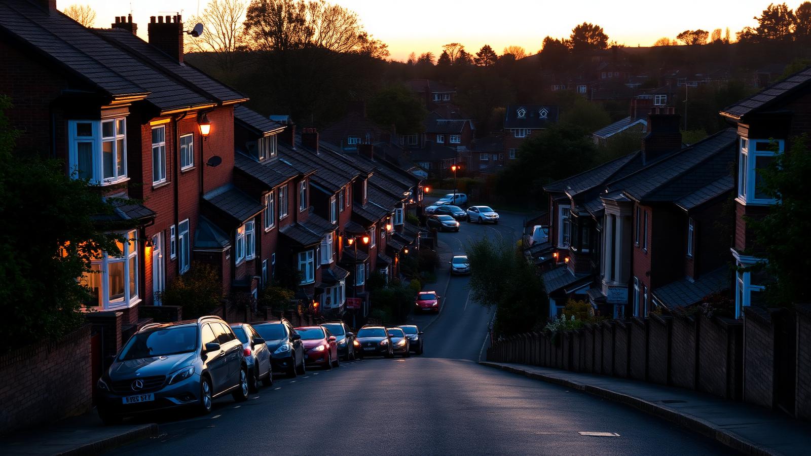Streets of east Birmingham at dusk